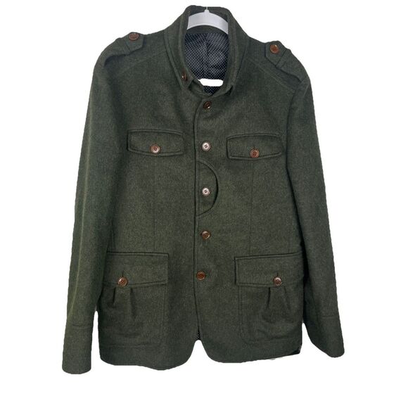 Vistula Green Wool Military Style Jacket EU mens 52 Slim Italian Steampunk - Picture 1 of 16